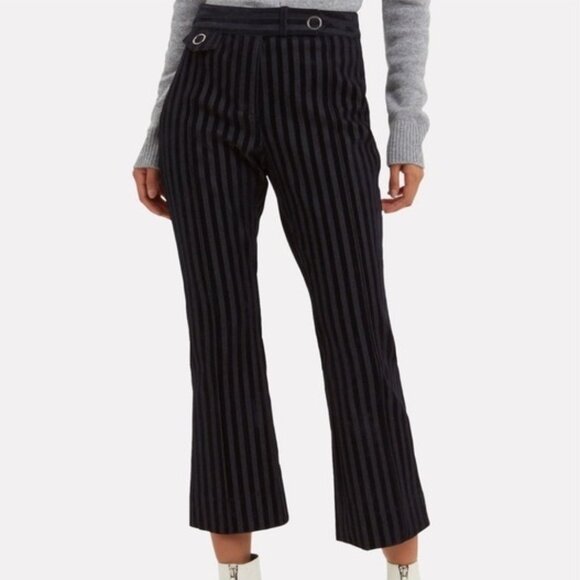 Derek Lam 10 Crosby Striped Crop Flare Trousers Sz 4 - Picture 1 of 7